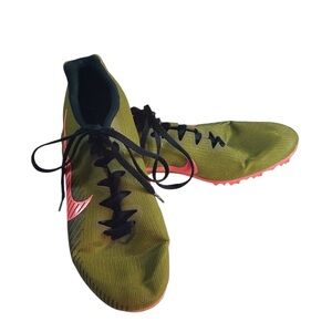 Nike Men's Zoom Rival Track & Field Racing Spikes Shoes Green / Orange Sz 8 EUC